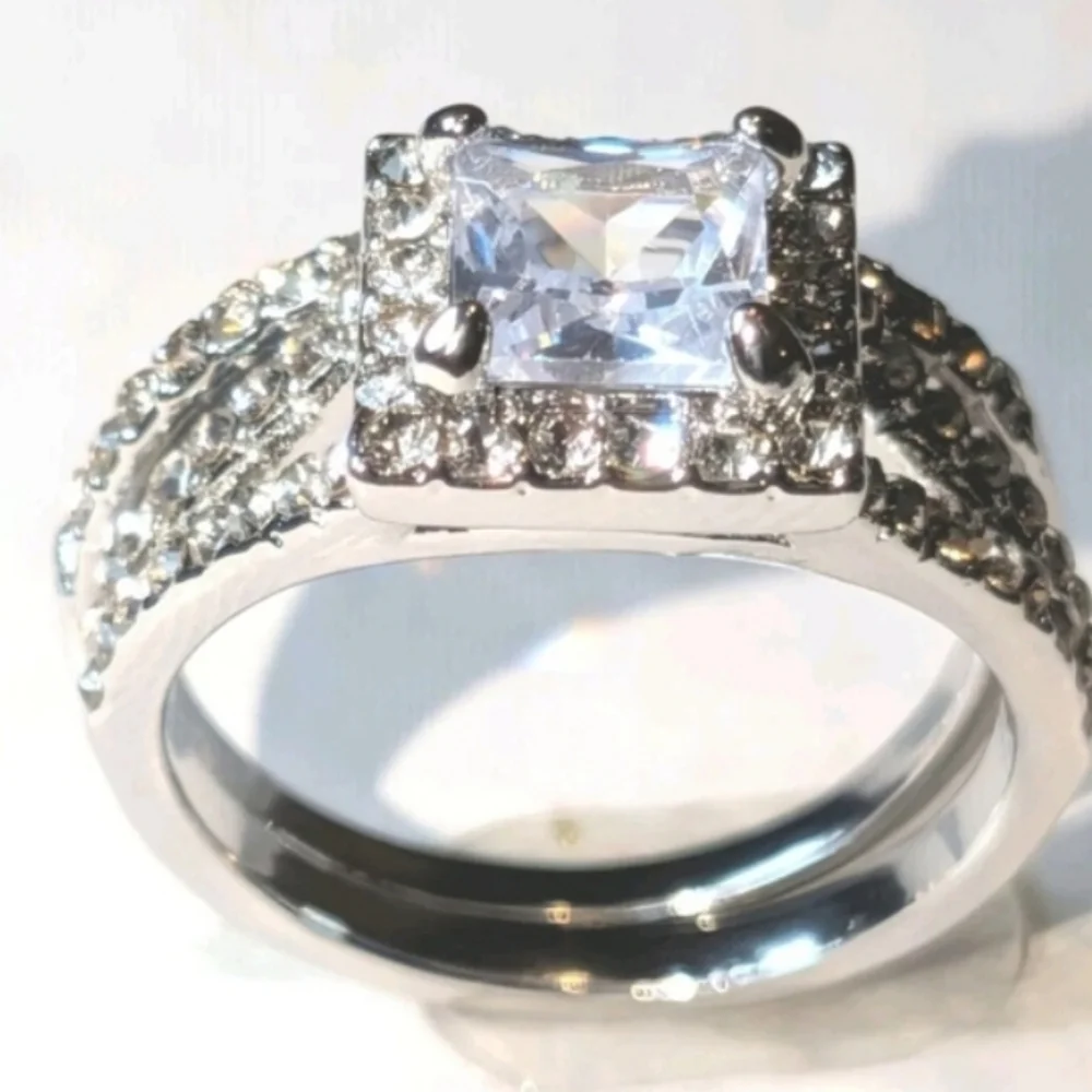 Womens 4 Ct Intricate Detailed Lab Created Diamond Engagement Ring Set Sz7